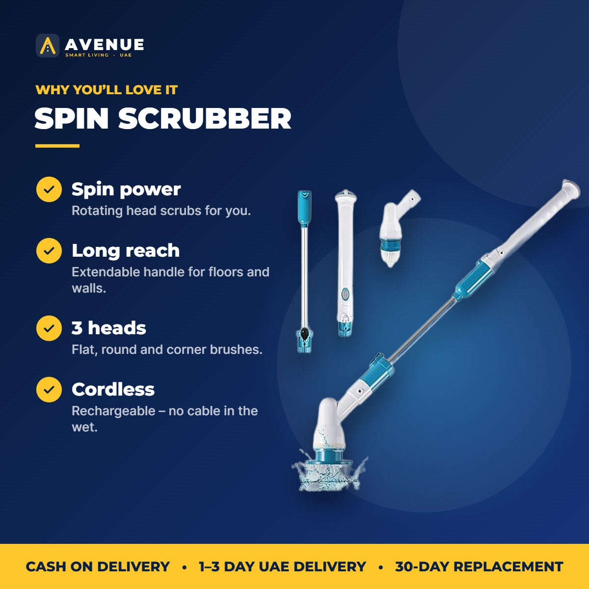 Avenue 3-in-1 Electric Spin Scrubber