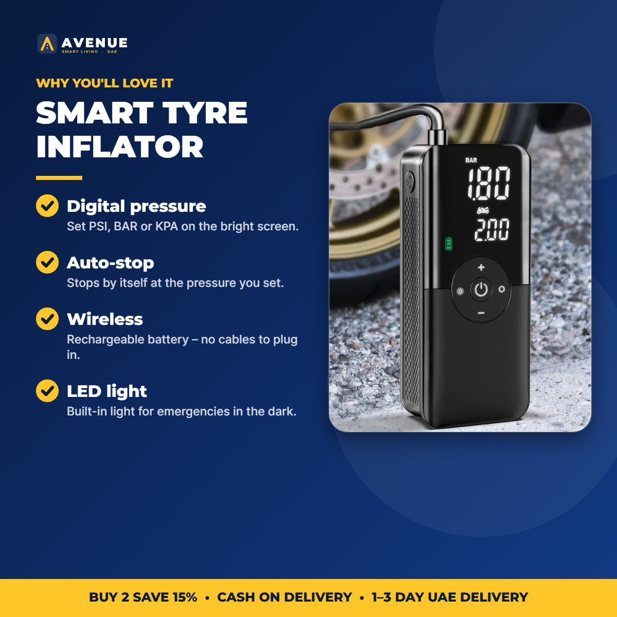 Avenue Wireless Smart Tyre Inflator
