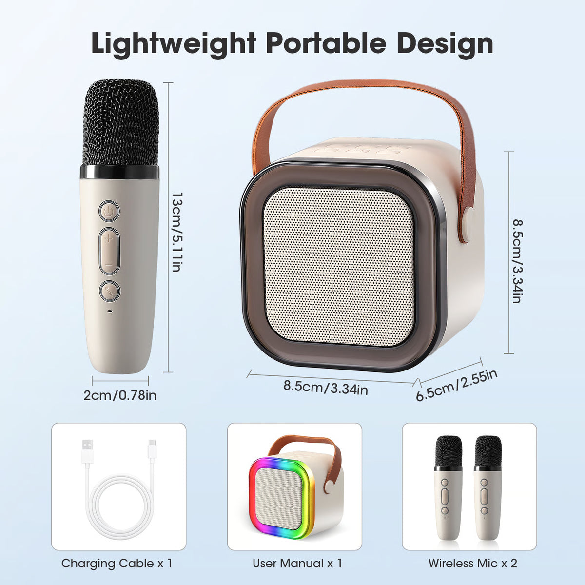 Portable Karaoke Machine (with 2 wireless microphones)